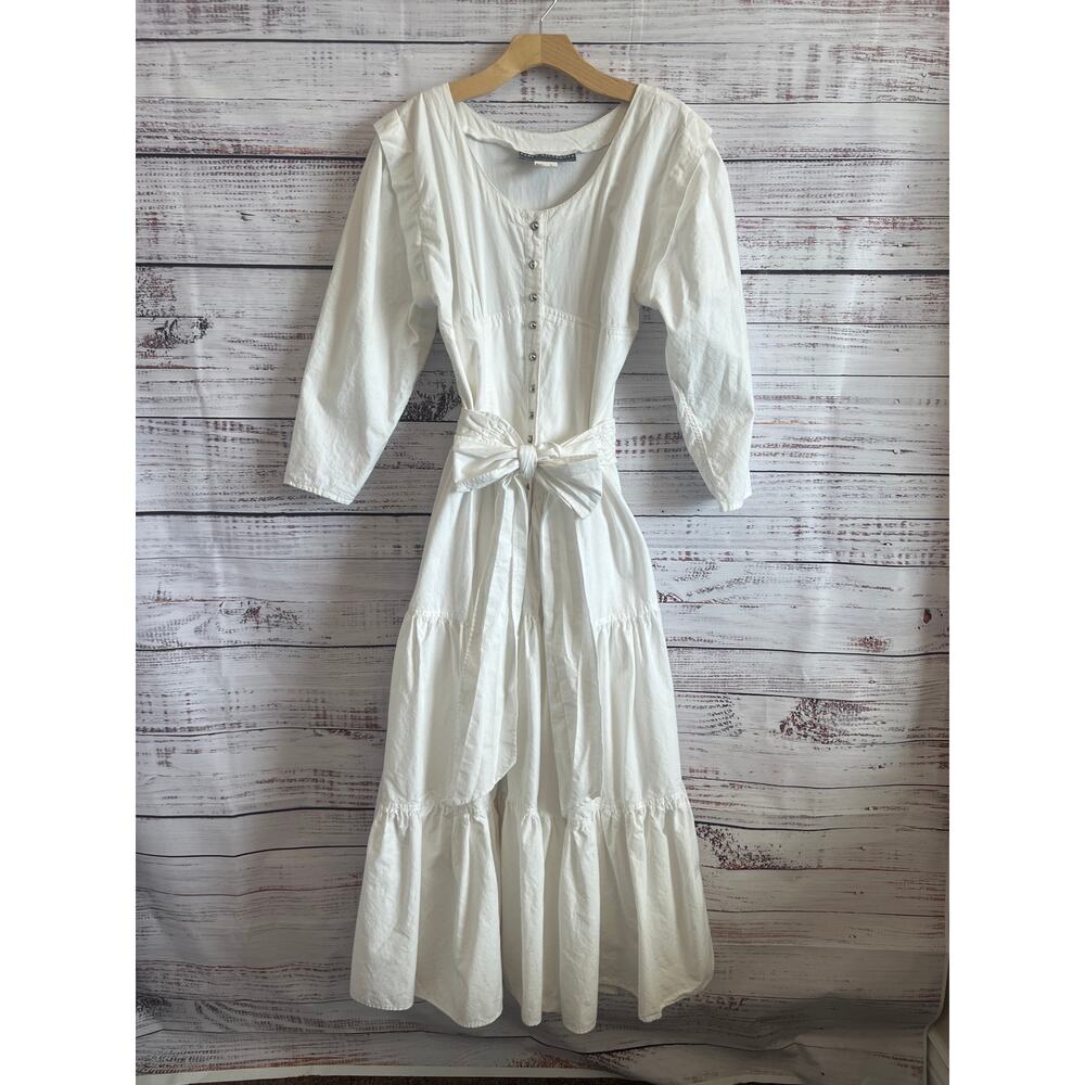 KAREN ALEXANDER VINTAGE ROMATIC COTTAGECORE 80'S DRESS WHITE SIZE 8